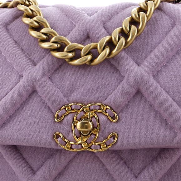 Chanel 19 Flap Bag Quilted Jersey Medium Purple - Picture 7 of 8